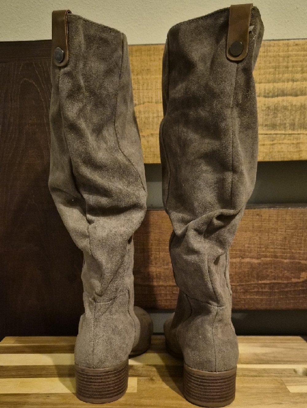 Merona Taupe Suede Slouch Knee-High Boots NEW - Picture 3 of 5
